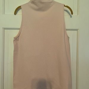 ATHLETA light pink, mock neck, sleeveless, ribbed spandex/nylon top, medium